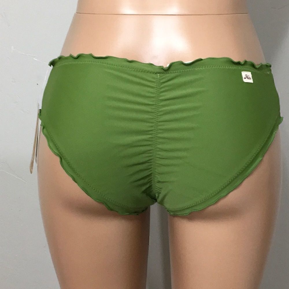 Olive green scalloped edge bikini bottoms.… - Picture 4 of 6